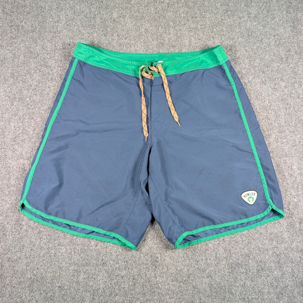 Howler Brothers Board Shorts Mens 38 Blue Green Swim Trunks Surf
